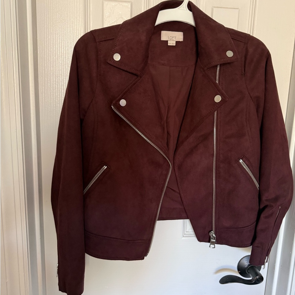 LOFT Women's Deep Burgundy Leather Jacket